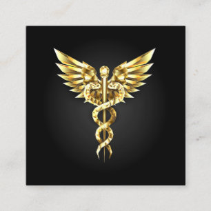 Guld polygonal symbol kaduceus rabattkort