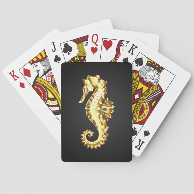 Guld Polygonsjöhäst Casinokort (Baksidan)