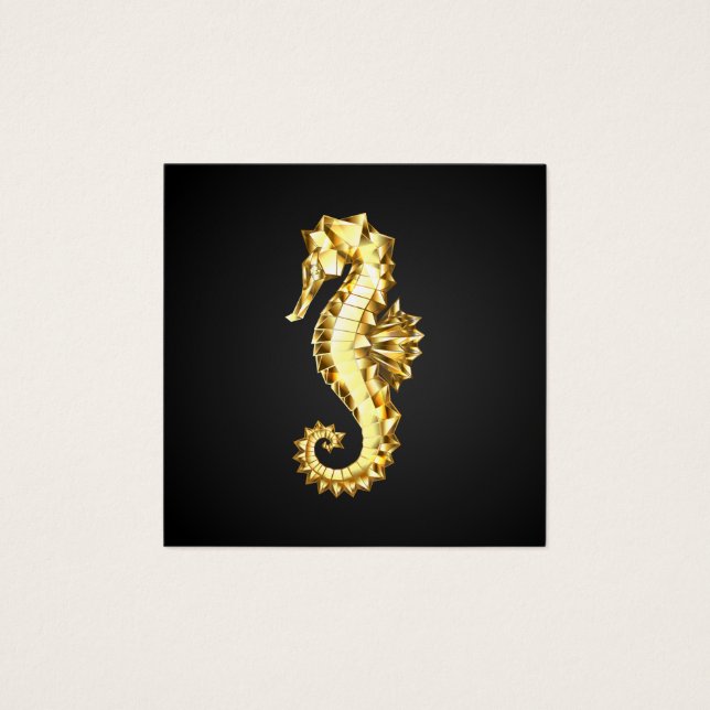 Guld Polygonsjöhäst Fyrkantigt Visitkort (Framsida)