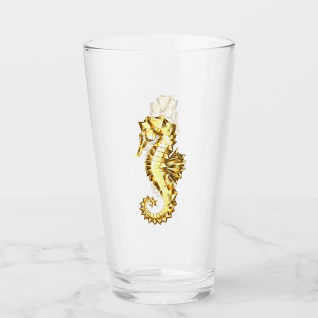 Guld Polygonsjöhäst Glaskopp (Framsida)