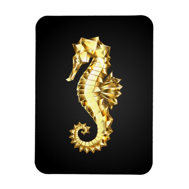 Guld Polygonsjöhäst Magnet (Vertikal)