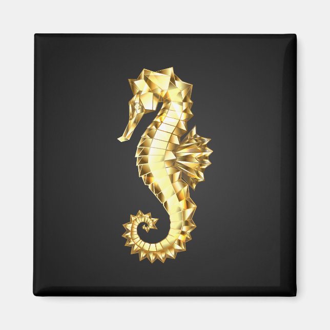 Guld Polygonsjöhäst Magnet (Framsidan)