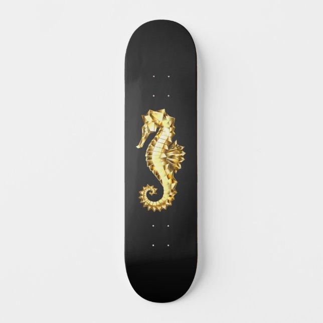 Guld Polygonsjöhäst Mini Skateboard Bräda 18,5 Cm (Framsida)