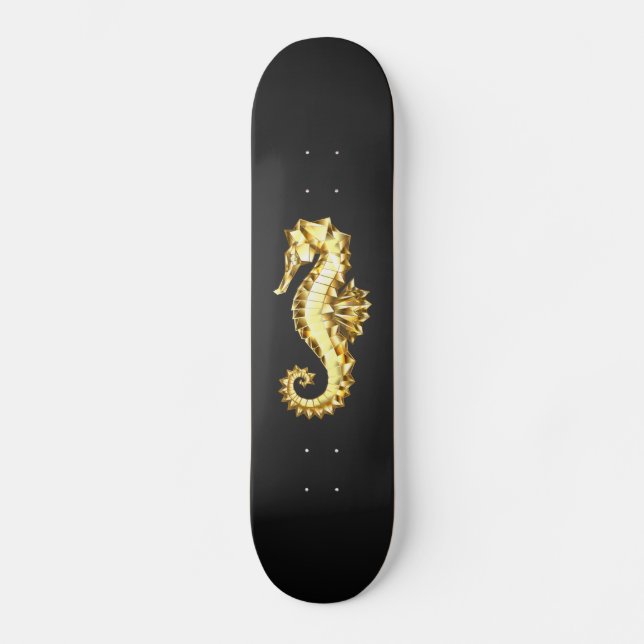 Guld Polygonsjöhäst Mini Skateboard Bräda 18,5 Cm (Framsida)