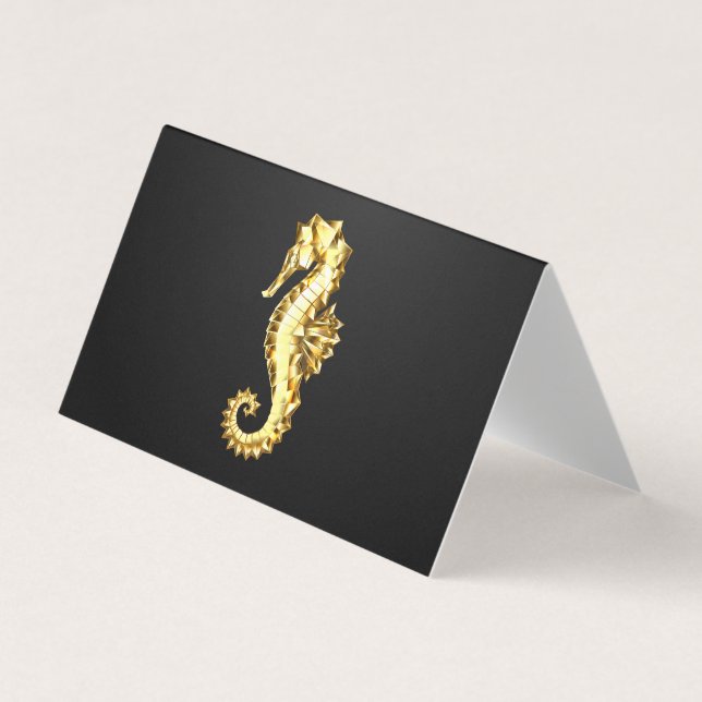 Guld Polygonsjöhäst Visitkort (Framsida)