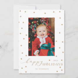 Guld Pompoms Polka Dot Photo Helgdag Card Inbjudningar