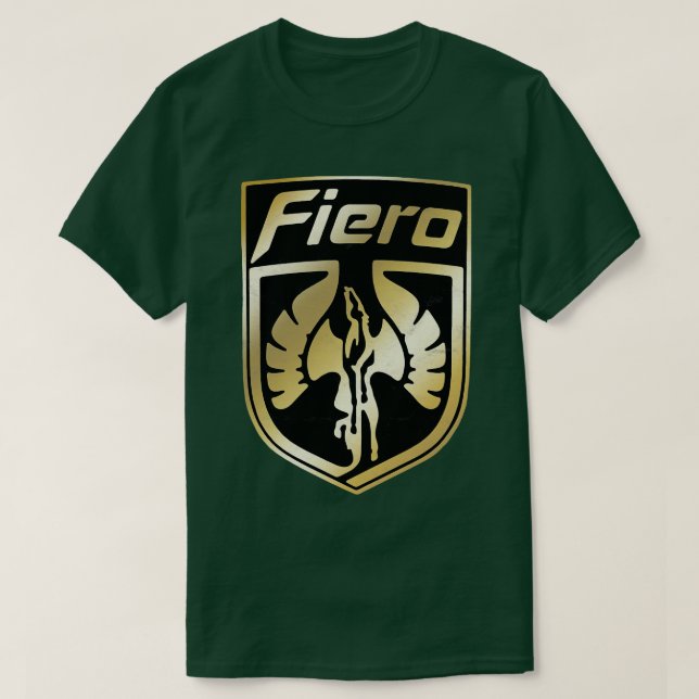 Guld Pontiac Fiero Logotyp T Shirt (Design framsida)