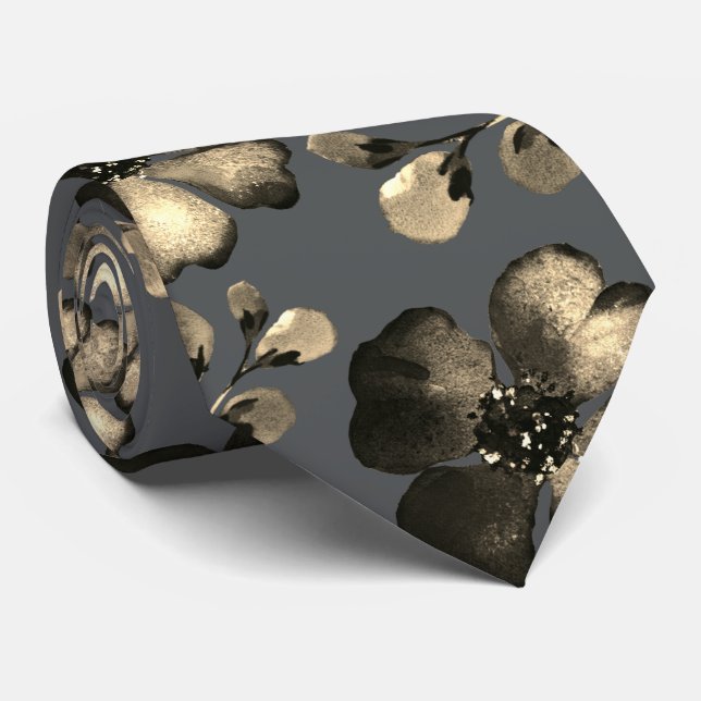 Guld Poppy Editable Background Färg Bröllop Slips (Rullad)