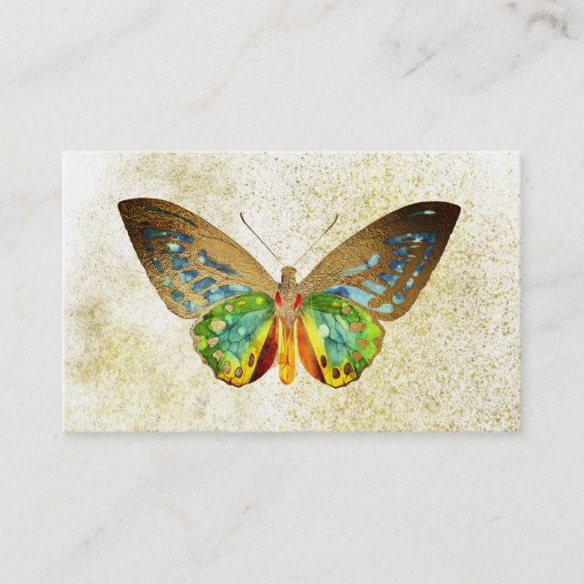 ** Guld Popular Glitter Gilded Butterfly Visitkort (Framsida)