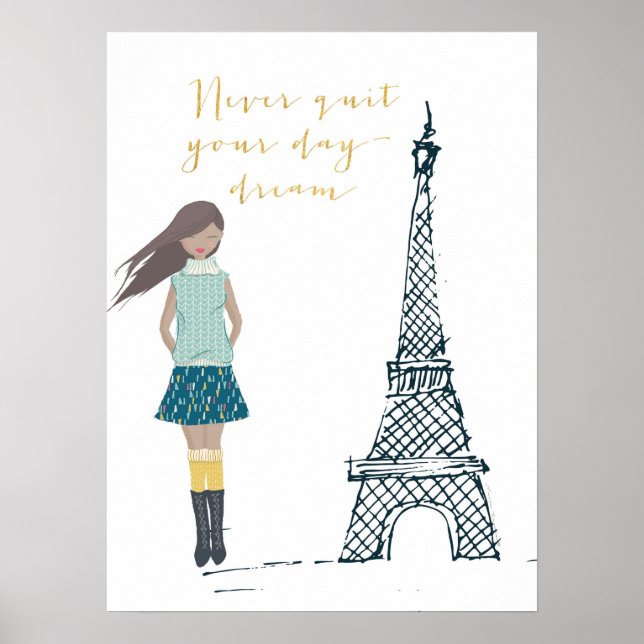 Guld Poster "Avsluta aldrig din dagdrömsoffert" (Framsidan)