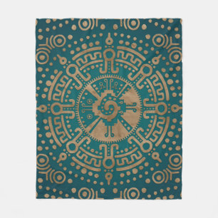 Guld- präglat Hunab Ku Mayan symbol Fleecefilt