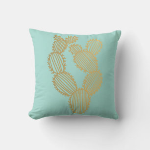 Guld Prickly Cactus Doodle Kudde