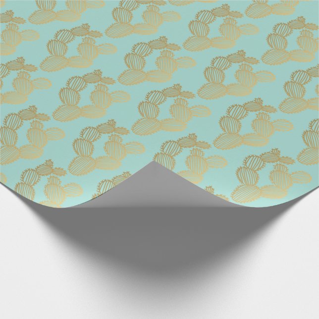Guld Prickly Cactus Doodle Mönster Presentpapper (Hörn)