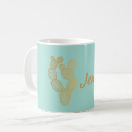 Guld Prickly Cactus Doodle Personlig Kaffemugg
