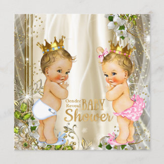 Guld Prince eller Princess Gender Reveal Baby Show Inbjudningar
