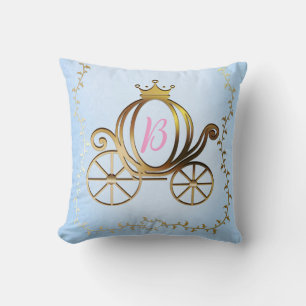 Guld Princess Carriage Blue Storybook Kudde