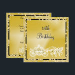 Guld Princess Coach & Horses 18:e födelsedagen Inbjudningar<br><div class="desc">Vackra guld färgad med gnidig rhinestone jewel diamonds prinsessan tränare och hästar födelsedagsfest inbjudan för flickor och kvinnor. Med en fantastisk glatt glatt glimmer gräns ram tryckt på en vacker guld-gradientbakgrund. Baksidan har samma design med tillräckligt med utrymme för din händelseinformation. All text är helt och hållet anpassade för att...</div>