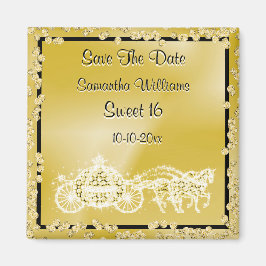 Guld Princess Coach & Horses Spara datumet 16:e Magnet