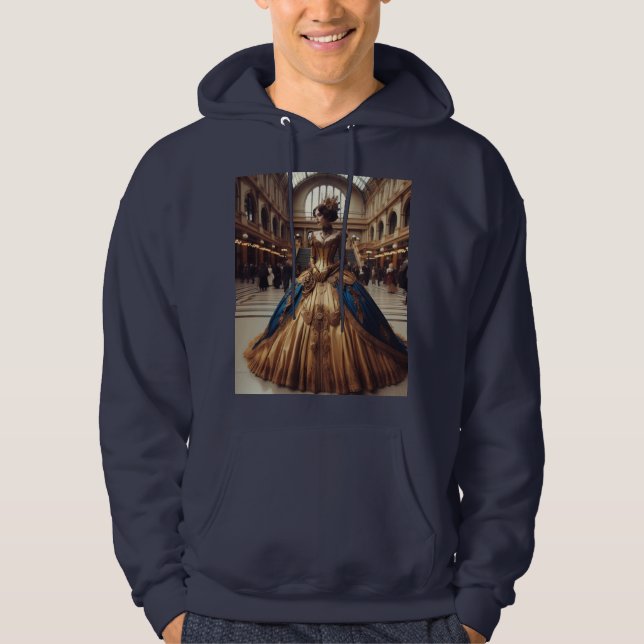 Guld Princess Steampunk Victorian Industrial Hoodie (Framsida)