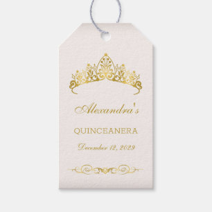 Guld- princess Tiara Quinceanera Presentetikett