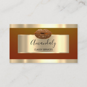 Guld Professionell Makeup ArtistGlitter Kiss Läpp Visitkort