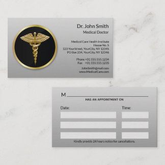 Guld Professionell Medical Caduceus Tidsbeställning Kort