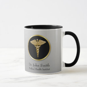Guld Professionell Medicinsk Caduceus Mugg