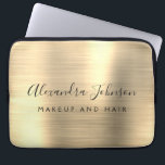 Guld Professionell Metallic Monogram Business Laptop Fodral<br><div class="desc">Modern Guld Girly Makup and Hair Beauty Salon Faux Metallic Stainless Elegant Monogram Promotional Laptop Bag eller Sleeve Promotional (promo) Annons Fodral. Den här affärsdatorn för professionell i klass fodral kan anpassas så att den omfattar ditt monogrammade skript namnteckning namn och befattningsyrke eller befattning.</div>