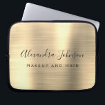 Guld Professionell Metallic Monogram Business Laptop Fodral<br><div class="desc">Modern Guld Girly Makup and Hair Beauty Salon Faux Metallic Stainless Elegant Monogram Promotional Laptop Bag eller Sleeve Promotional (promo) Annons Fodral. Den här affärsdatorn för professionell i klass fodral kan anpassas så att den omfattar ditt monogrammade skript namnteckning namn och befattningsyrke eller befattning.</div>