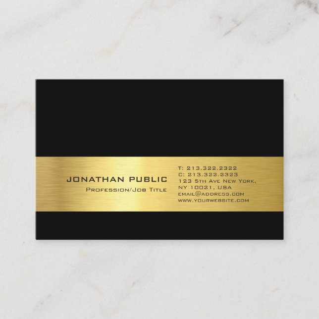 Guld Professionell Modern Design Elegant Black Visitkort (Framsida)