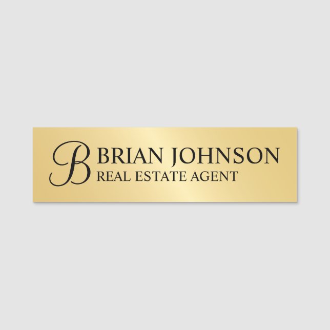 Guld Professionell Personlig Monogram och Namn Namnbricka (Framsida)
