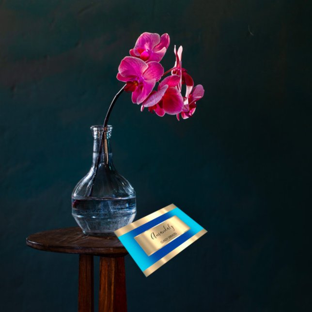 Guld-Professionellen Elegant, blått hav Visitkort (Skapare uppladdad)