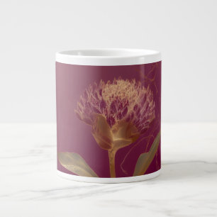 Guld Protea Blomma Burgundy Botanisk Linjearbete Jumbo Mugg