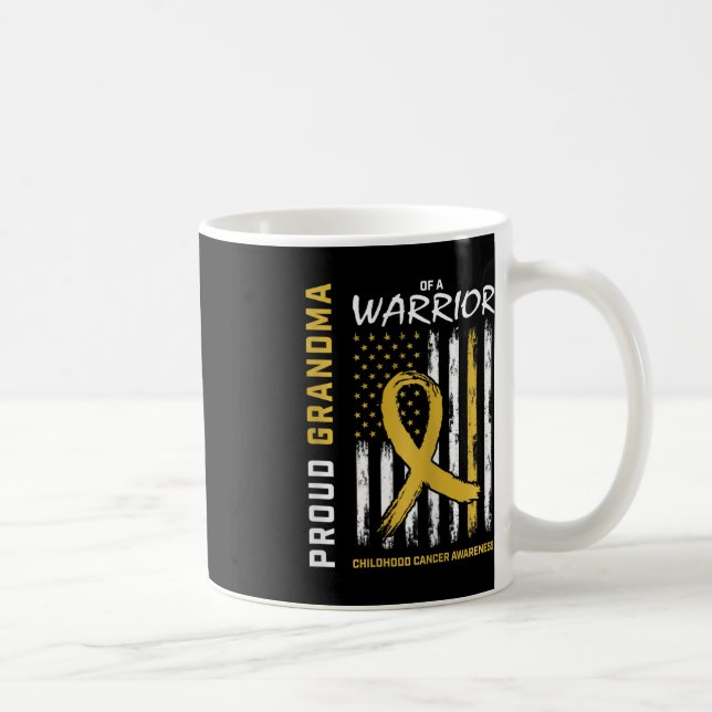 Guld Proud Grandma Childeness Cancer Awareness Ame Kaffemugg (Höger)