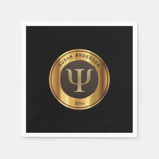 Guld Psi-symbol - psykolog Studenten Napkins Pappersservett (Framsidan)