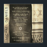 Guld-Pub-bönan från bönan Shawl Inbjudningar<br><div class="desc">Anpassa den här inbjudan från guld Pub Mitzvah med en böneshawl med David Star.</div>