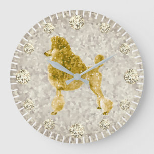 Guld Pudel Gult Diamond timme Minute Handhand Stor Klocka