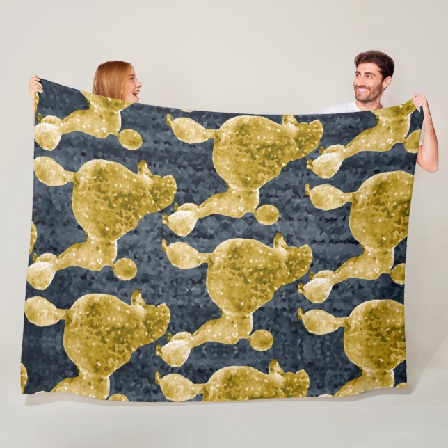 Guld Pudel Night Grått Fleecefilt (På plats)