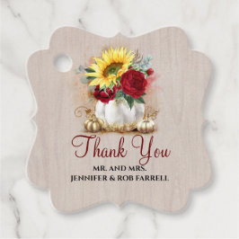 Guld Pumpkin Burgundy Ro och Solros Bröllop Gåvor Etiketter