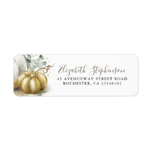 Guld Pumpkin Fall Harvest Fairytale Cinderella Returadress Etikett