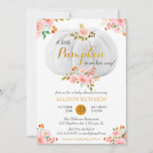Guld Pumpkin Fall Rosa Blommigt Baby Shower
