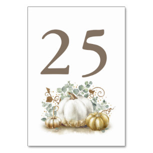Guld Pumpkin Fall Wedding Bordsnummer Cards
