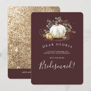Guld Pumpkin Fall Wedding Bridesmaid Frieri Inbjudningar