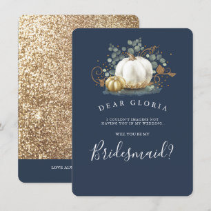 Guld Pumpkin Fall Wedding Bridesmaid Frieri Invi Inbjudningar