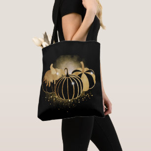 Guld Pumpkin-Gnistra för Fall Tygkasse