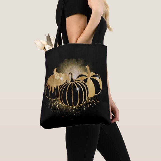 Guld Pumpkin-Gnistra för Fall Tygkasse (Närbild)
