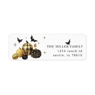 Guld Pumpkin Halloween-returadressetikett Returadress Etikett