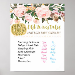 Guld Pumpkin Old Wives Tales Gender Reveal Board Poster