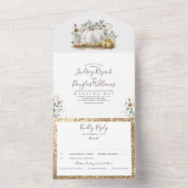 Guld Pumpkins and Eucalyptus Lövs Fall Wedding