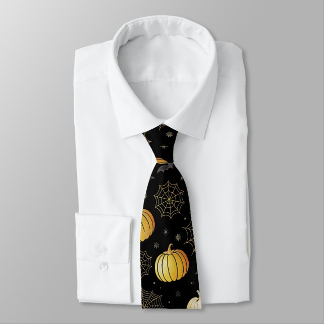 Guld Pumpkins & Webss - Sömlös Halloween Mönster Slips (Bunden)